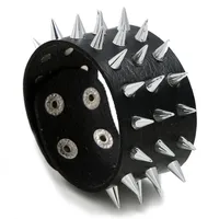 Men's Leather Bracelet European And American Punk Non-mainstream Three-row Spike  Bracelet Jewelry main image 1