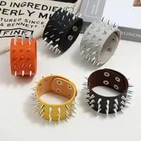 Men's Leather Bracelet European And American Punk Non-mainstream Three-row Spike  Bracelet Jewelry main image 2