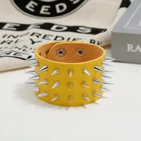 Men's Leather Bracelet European And American Punk Non-mainstream Three-row Spike  Bracelet Jewelry main image 3