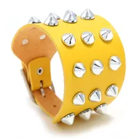 Exaggerated Men's Imitation Leather Bracelet Punk Non-mainstream Three-row Spiked  Bracelet Jewelry sku image 1