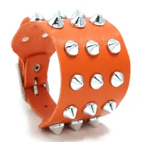 Exaggerated Men's Imitation Leather Bracelet Punk Non-mainstream Three-row Spiked  Bracelet Jewelry sku image 3