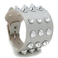 Exaggerated Men's Imitation Leather Bracelet Punk Non-mainstream Three-row Spiked  Bracelet Jewelry sku image 4