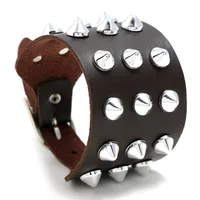 Exaggerated Men's Imitation Leather Bracelet Punk Non-mainstream Three-row Spiked  Bracelet Jewelry sku image 5