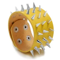 Men's Leather Bracelet European And American Punk Non-mainstream Three-row Spike  Bracelet Jewelry sku image 1