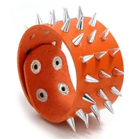Men's Leather Bracelet European And American Punk Non-mainstream Three-row Spike  Bracelet Jewelry sku image 3