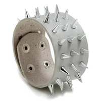 Men's Leather Bracelet European And American Punk Non-mainstream Three-row Spike  Bracelet Jewelry sku image 4