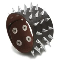 Men's Leather Bracelet European And American Punk Non-mainstream Three-row Spike  Bracelet Jewelry sku image 5