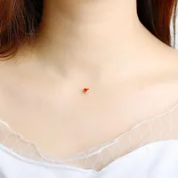 Sweet Cute Little Red Heart Love Necklace Female Drip Oil Red Peach Heart Short Necklace main image 5