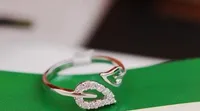 Best Selling Leaf Rhinestone Peach Heart Adjustable Knuckle Ring Female Flash Diamond Love Ring main image 4