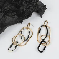 Acrylic Leopard Print Resin Geometric Long Acetate Plate Exaggerated Earrings main image 2