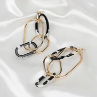 Acrylic Leopard Print Resin Geometric Long Acetate Plate Exaggerated Earrings main image 4