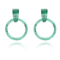New Round Geometric Acrylic Acetate Green Resin Fashion Earrings main image 1