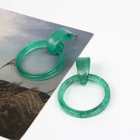 New Round Geometric Acrylic Acetate Green Resin Fashion Earrings main image 2