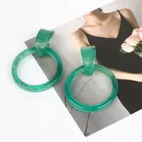 New Round Geometric Acrylic Acetate Green Resin Fashion Earrings main image 3