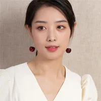 Korean Women's Long Style Personalized Cherry Geometric Earrings main image 4