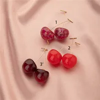 Korean Women's Long Style Personalized Cherry Geometric Earrings sku image 2