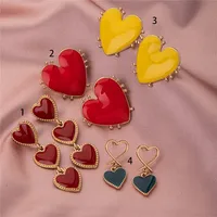 Autumn Heart-shaped Long Tassel Vote Earrings sku image 1