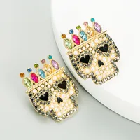 Exaggerated  Alloy Diamond Acrylic Skull Earrings main image 1