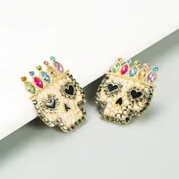 Exaggerated  Alloy Diamond Acrylic Skull Earrings main image 3