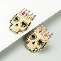 Exaggerated  Alloy Diamond Acrylic Skull Earrings main image 4