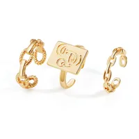 Korean Golden Smile Face Twist Woven Ring main image 1
