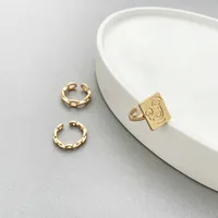 Korean Golden Smile Face Twist Woven Ring main image 2