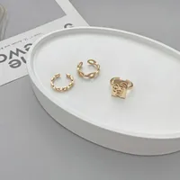 Korean Golden Smile Face Twist Woven Ring main image 4