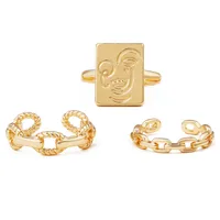 Korean Golden Smile Face Twist Woven Ring main image 5