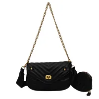 Wonmen's Small Pu Leather Solid Color Fashion Square Buckle Crossing Bag Shoulder Bag main image 5