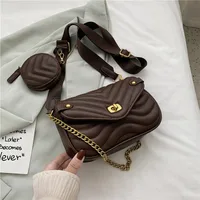 Wonmen's Small Pu Leather Solid Color Fashion Square Buckle Crossing Bag Shoulder Bag sku image 3