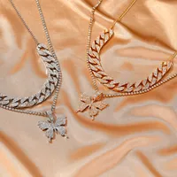 Double-layer Big Butterfly Exaggerated Diamond Necklace main image 3