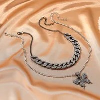 Double-layer Big Butterfly Exaggerated Diamond Necklace main image 4