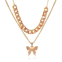 Double-layer Big Butterfly Exaggerated Diamond Necklace main image 5