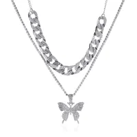 Double-layer Big Butterfly Exaggerated Diamond Necklace sku image 3