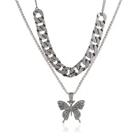 Double-layer Big Butterfly Exaggerated Diamond Necklace sku image 4