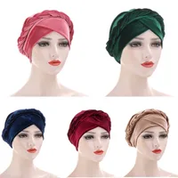 Multicolor Korean Velvet  Single Braid Turban Hat main image 1