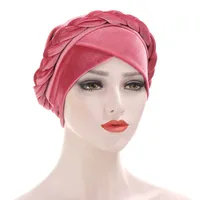 Multicolor Korean Velvet  Single Braid Turban Hat main image 2