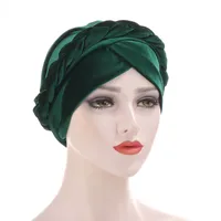 Multicolor Korean Velvet  Single Braid Turban Hat main image 3
