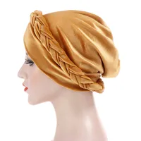 Multicolor Korean Velvet  Single Braid Turban Hat main image 4