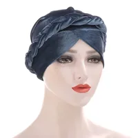 Multicolor Korean Velvet  Single Braid Turban Hat sku image 1