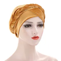 Multicolor Korean Velvet  Single Braid Turban Hat sku image 3