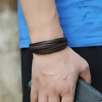 Retro Multilayer Leather  Simple Magnet Buckle  Leather Bracelet main image 2