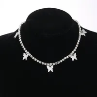 Hip-hop Rhinestone Butterfly Pendant Insect Necklace sku image 1