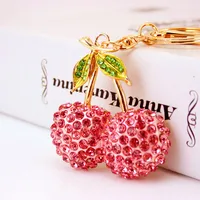 Cute Cherry Rhinestone Car Keychain main image 3