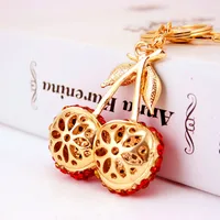 Cute Cherry Rhinestone Car Keychain main image 4