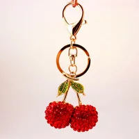 Cute Cherry Rhinestone Car Keychain main image 5