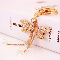 Creative Crystal Diamond Dragonfly Keychain main image 1