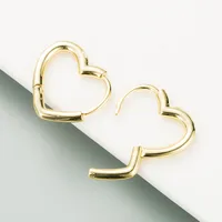 Brass 18k Gold Plated Heart-shaped Exquisite Earrings main image 2