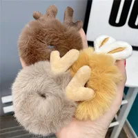 New  Plush Bunny Ear Hair Tie Cute Rabbit Fur Hair Ring main image 1