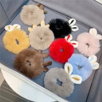 New  Plush Bunny Ear Hair Tie Cute Rabbit Fur Hair Ring main image 3